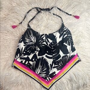 Trina Turk Black and White Floral bathing suit top - scarf bandana style
